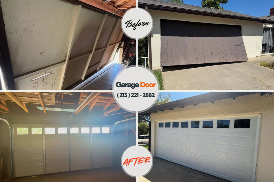 Before and after: garage door repair North Lakes, AK